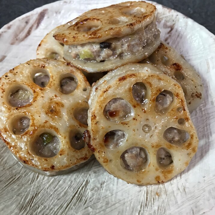 れんこんのひき肉挟み焼き